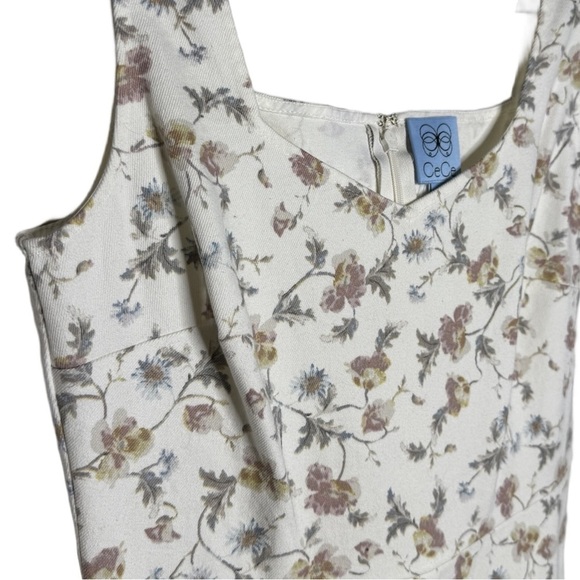 CeCe Cottagecore Midi Dress Off White Soft Floral Print NWT Women’s Size 2 - Picture 3 of 11
